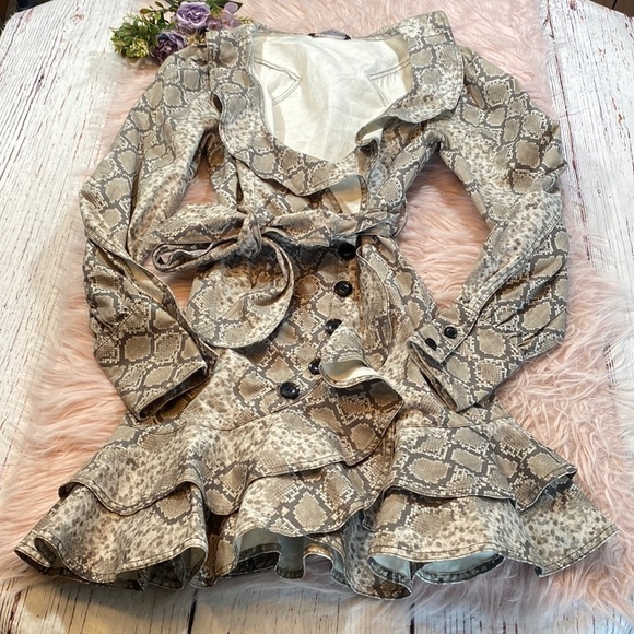 Marissa Webb Eli Wrap-Effect Snake Print Cotton Canvas Mini Dress sz S - Picture 1 of 12